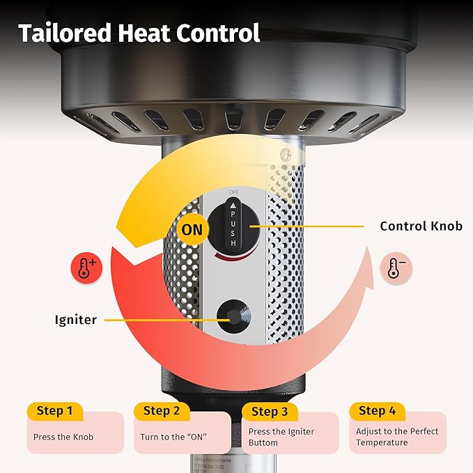 EAST OAK Anti-rust 50,000 BTU Patio Heater for Outdoor Use With Double-Layer Stainless Steel Burner, Round Table Design and Wheels, Outdoor Patio Heater for Home and Commercial, Stainless Steel