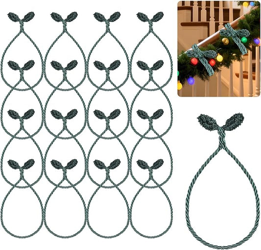 Christmas Garland Ties, 16Pcs 20in Garland Twist Ties for Banister, Reusable and Flexible Decorative Twist Tie for Home Decorations and Holiday Craft Gift Wrapping - Green