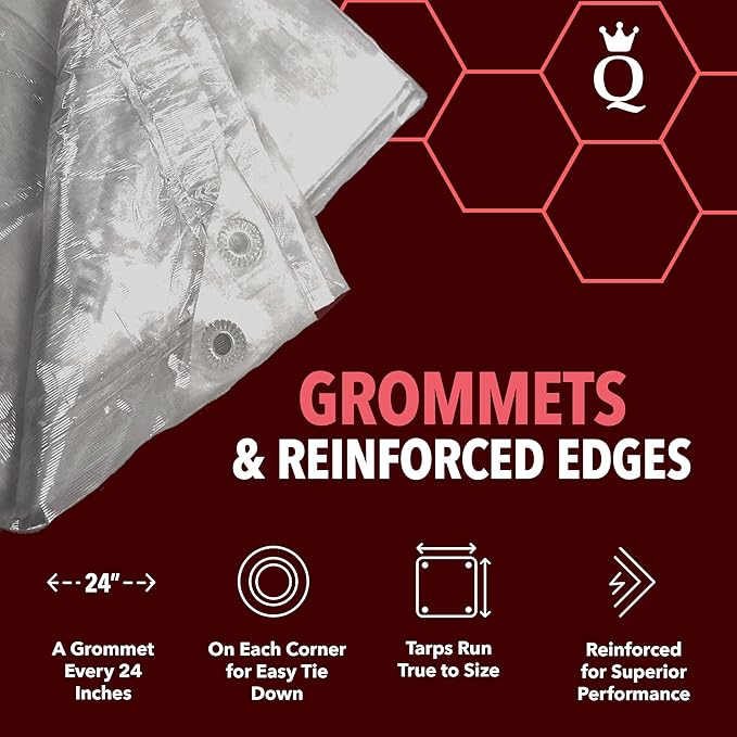 QUEEN OF TARPS | 20x25 Light Duty Tarp Waterproof, 70 GSM is 7 MIL, UV/Tear Resistant Tarp, Camping, Outdoor Furniture, Car, Tents, Painting, Firewood Protection | 20x25, Light Duty