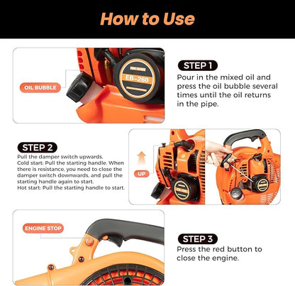 Gas Leaf Blower 25.4cc 2-Cycle Handheld Leaf Blower Gas Powered, Gasoline Blower for Lawn Care Sweeping Fallen Leaves Dust Garbage,4.59ft³/h | US Stock
