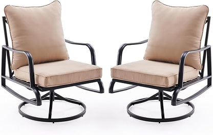 Soohow Patio Furniture Set of 2, Outdoor Swivel and Rocking Patio Chairs with 4" Thick Cushions, Bistro Set for Porch, Balcony, and Backyard