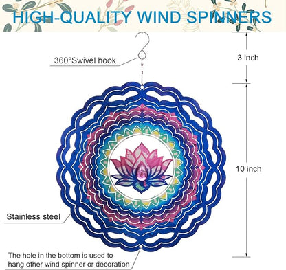 SPRING SONG Mandala Lotus Kinetic Wind Spinner for Yard and Garden Stainless Steel Spinner Indoor and Outdoor Hanging Decor Crafts Ornaments Kinetic Art Spinner Hanging Wind Spinners Decor Gifts