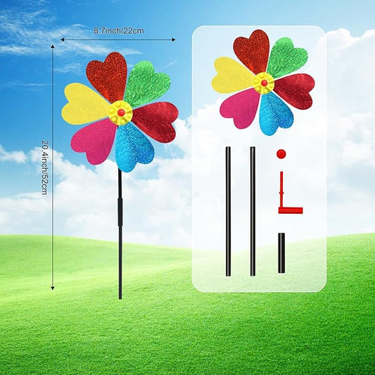 Garden Wind Spinners for Outdoor, Decorative Pinwheel Bee Butterfly Ladybug Windmill Whims (Sparkly-2)