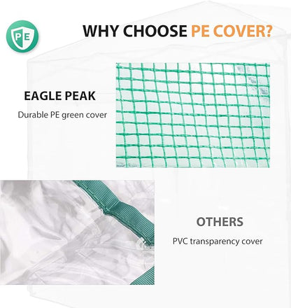 EAGLE PEAK Replacement Cover for 10x10 Portable Walk-in Pop up Greenhouse, Front Roll-Up Zipper Entry Door and 2 Large Roll-Up Side Windows (Frame Not Included), Green