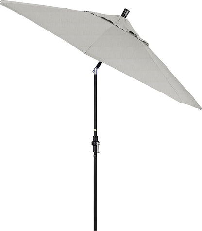 California Umbrella 9' Round Aluminum Pole Fiberglass Rib Market Umbrella, Crank Lift, Collar Tilt, Black Pole, Sunbrella Spectrum Mist