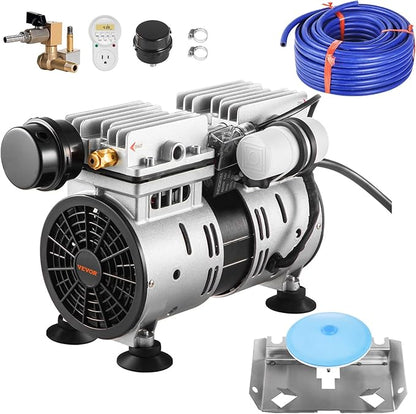 VEVOR Pond Aerator, 550W Power, 5.2CFM for Up to 1 Acre 50' Lake, Aeration Kit Includes 3/4 HP Compressor & 100' Weighted Tubing & Diffuser, Air Compressor for Deep Water Oxygen Circulation