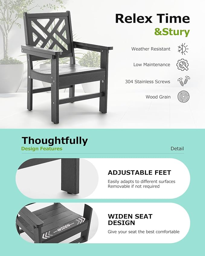 10 Piece HDPE Outdoor Dining Set for 8, Patio HDPE Furniture Set with 2 Table and Umbrella Hole, Outdoor Table and Chairs for Garden, Poolside, Backyard, Deck