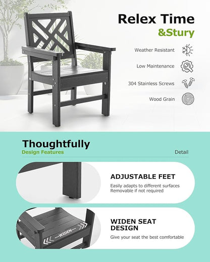 10 Piece HDPE Outdoor Dining Set for 8, Patio HDPE Furniture Set with 2 Table and Umbrella Hole, Outdoor Table and Chairs for Garden, Poolside, Backyard, Deck