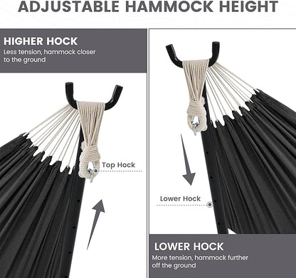 Lazy Daze Hammocks Double Hammock with 9ft Space-Saving Steel Stand Includes Portable Carrying Case, 450 Pounds Capacity (Dark Grey)