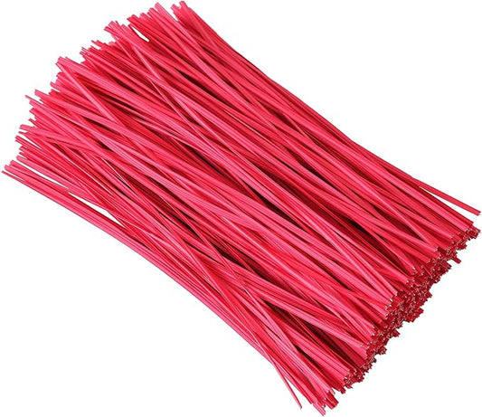 Tangyinrd 300 pcs 5 inch Red Plastic Twist Ties, Cable Ties, for Bags, Gardening Tools