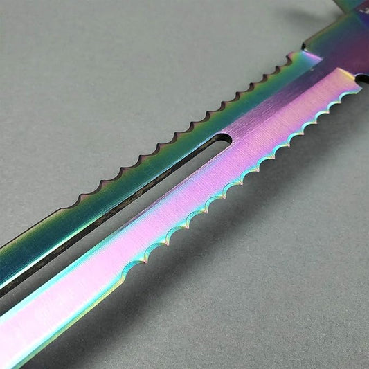 25" Twin Fixed Blade Machetes Set. Spear Style Stainless Steel Blade. for Camping, Hunting, Outdoor Activit Use, Collection, Gift (Rainbow)