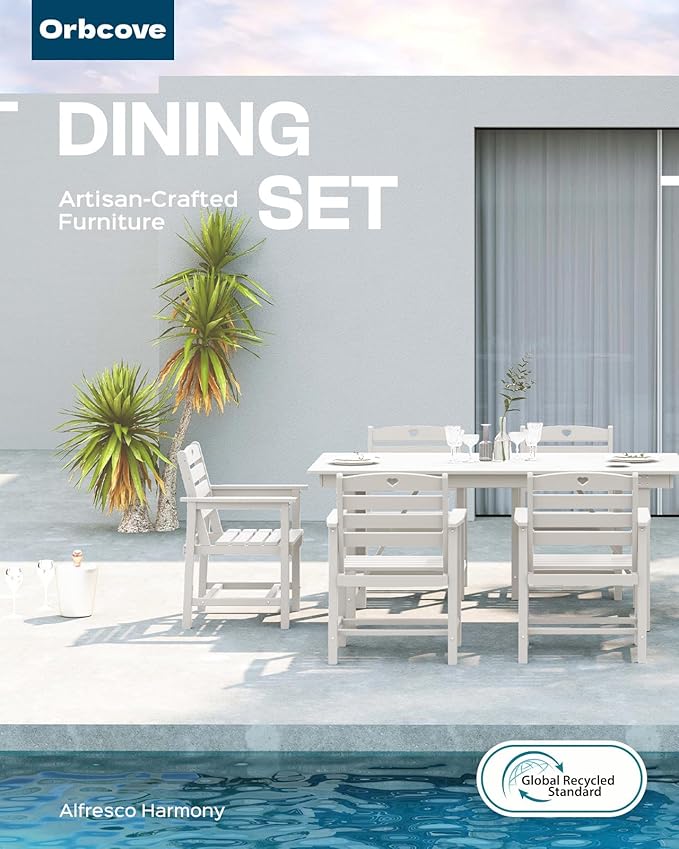 HDPE 2-Piece Outdoor Dining Chairs, Weather-Resistant Heart-Cutout Design Patio Dining Chairs, Outdoor Furniture for Lawn, Patio, Porch, Deck, Poolside, Yard (White)
