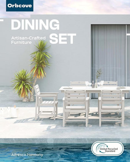 HDPE 2-Piece Outdoor Dining Chairs, Weather-Resistant Heart-Cutout Design Patio Dining Chairs, Outdoor Furniture for Lawn, Patio, Porch, Deck, Poolside, Yard (White)