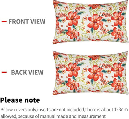 Pyonic Outdoor Pillows Cover Pack of 2 Floral Waterproof Throw Pillow Covers 12X20 inch Outdoor Lumbar Pillows for Patio Furniture Garden Outside Waterproof Throw Pillows
