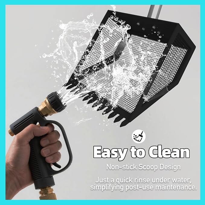 Chicken Poop Scooper for Coops Small Farm Animals with Fine Sieve Coop Rake 2-in-1 Scoop 24" to 67" Adjustable Stainless Steel Handle Durable Sand Sifting Litter Shovel for Animal Sheds Garbage