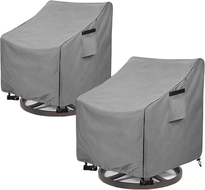 Okcool Outdoor Swivel Chair Cover 2 Pack,Outdoor Furniture Patio Chair Covers Waterproof Clearance,(27.5"W x 32.5"D x 39"H) Outdoor Lawn Patio Furniture Covers,Grey
