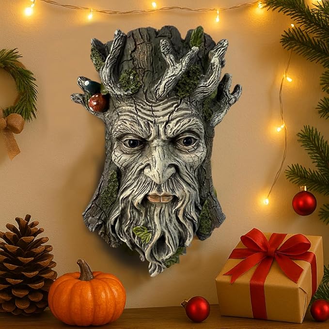 Blue Eye Mushroom Tree Face Sculpture, Funny Blue Eye Mushroom Old Man Tree Hugger Statue, Indoor & Outdoor Creative Props for Garden and Home