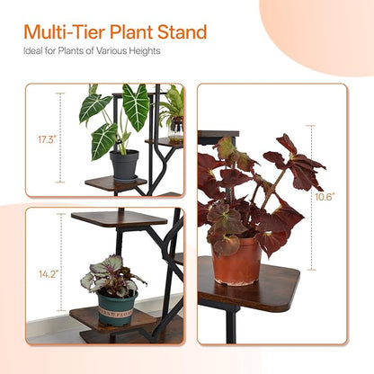 Bstrip 8-Tier Plant Stand with Grow Light, 57 Inch Indoor Plant Shelf, Decor Flower Stand for Living Room & Patio, Rust-Resistant Pipes & Waterproof MDF Boards