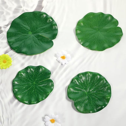 12Pcs Lily Pads for Ponds, Artificial Floating Foam Lotus Leaves Realistic Water Lily Pads Foliage Pond Decor for Pool Koi Fish Patio Aquarium Outdoor Ponds
