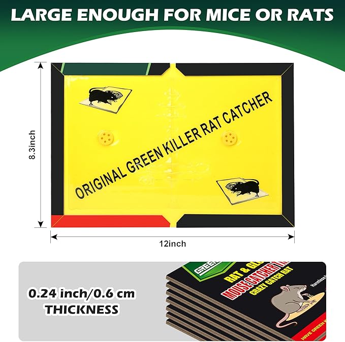 12 Pack Sticky Mouse Traps, Sticky Traps for Rats Mice Rodents Snakes No Touch Indoor Mouse Traps for Home Kitchen Garage Attic Basements, Easy to Set, Black