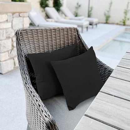idee-home Outdoor Pillows with Inserts Included, Patio Outside Square Pillows Waterproof Set of 2, 18 x 18 inch Black