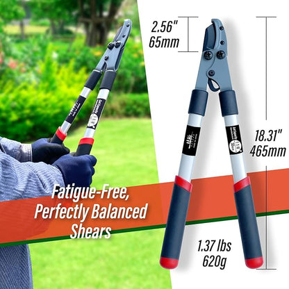 SUIZAN Anvil Hand Loppers 18" - Professional Japanese Branch Cutter Lightweight Compact Tree Trimmer Gardening Tools