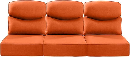 Luxury 24x24x6 Inch Smile Outdoor Sofa Cushions Set of 3 - Memory Foam Deep Seat Patio Furniture Pillows for Wicker Rocker Dining Chair Loveseat 3-Seater L-Shape Sectional Sofa - Orange