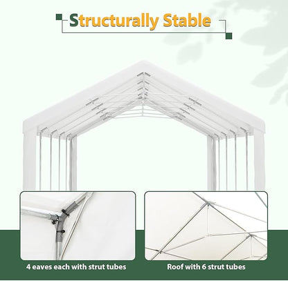 16x32 FT Heavy Duty Party Tent, White Outdoor Canopy with Removable Sidewalls & 3 Storage Bags, Waterproof Gazebo for Wedding, Camping, BBQ, and Commercial Events