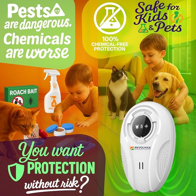 T-Ultrasonic Pest Control Repeller - Indoor Plug-in for Mice, Rats, Squirrels, Roaches, Ants, Spiders, Fleas, Bed Bugs, Bats 6 - Pack Rodent & Insect Repellent, Roach Killer, Mosquito Repellent