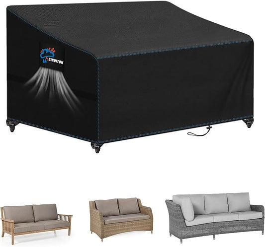SIRUITON 3-Seat 104" W x 40" D x 35" H Garden Patio Sofa/Loveseat/Bench Cover, Heavy Duty 420D Oxford Waterproof Outdoor Sofa Cover, Lawn Patio Furniture Covers