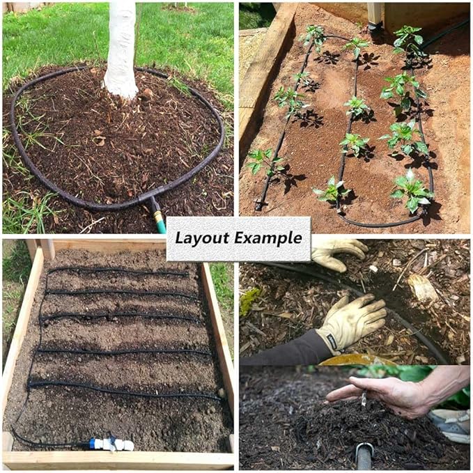 1/2inch 100ft Garden Soaker Hose Solid Brass Connector Heavy Duty Water Hose Perfect for Garden, Vegetable| Leakproof Lightweight 100 FT Soaker Hose