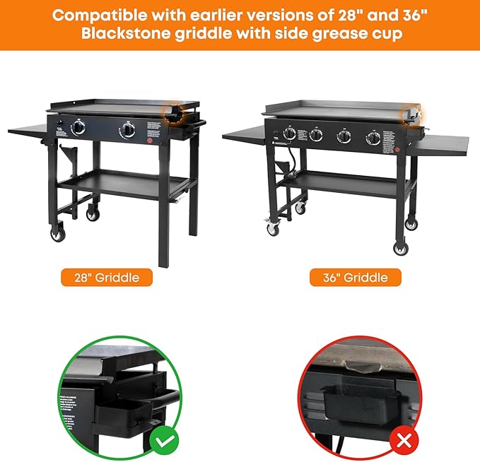 Stanbroil Grease Drip Pan with 10-Pack Disposable Foil Liners, Compatible with Earlier Versions of The Blackstone 28"and 36" Griddle