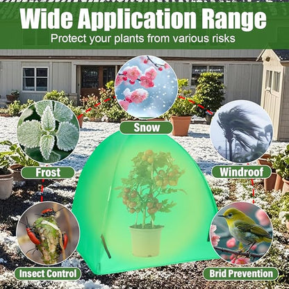 Winter Plant Covers for Freeze Protection, Large Frost Protection Cloth for Shrubs, Trees & Roses, Plant Warming Cloche for Frost & Cold Weather(24inch,2-Pack)