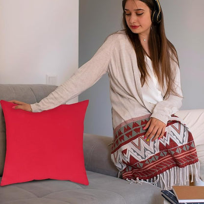 Covers & All Premium Square Throw Pillow Inserts with Covers Set of 4, 14 x 14 Inches Red, Decorative Cushions for Couch Sofa Home Decor Office Travel UV Resistant Waterproof Soft Cushions Pillows
