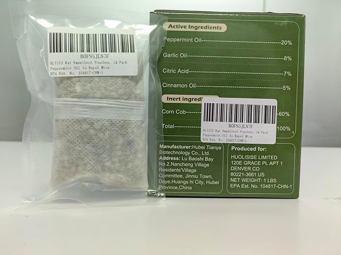 15 Pack Mouse Repellent Pouches, Natural Peppermint Oil Rodent Repellent Pouches for Mice, Squirrel, Rats, Roaches, Ant, Spiders and Other Pests, Indoor & Outdoor Use