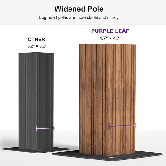 PURPLE LEAF 14' X 24' Outdoor Hardtop Gazebo for Patio Galvanized Steel Double Roof Permanent Canopy Teak Finish Coated Aluminum Frame Pavilion Gazebo with Netting and String Lights