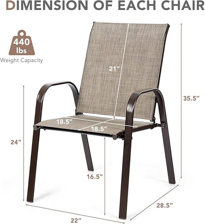 Tangkula 2 Piece Patio Dining Chairs, Outdoor Bistro Chairs W/Curved Armrests, Easy-to-Dry Fabric, Reinforced Steel Frame, Wide & Comfortable Camping Chairs for Garden, Poolside, Backyard (1, Grey)