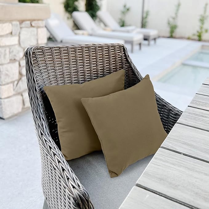 idee-home Outdoor Pillows with Inserts Included, Patio Outside Square Pillows Waterproof Set of 2, 18 x 18 inch