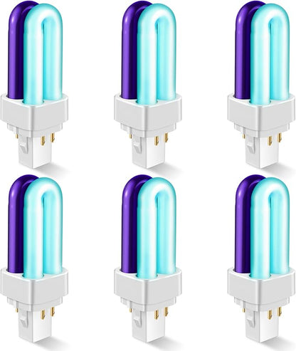 Qualirey 6 Pack 41050 7W Replacement Bulb, Upgraded 2 Color Bug Zapper Replacement Bulb Compatible with Dynatrap DT1050 DT1100 DT1250, 1/2 Acre Mosquito UV Light Trap Replacement Bulbs