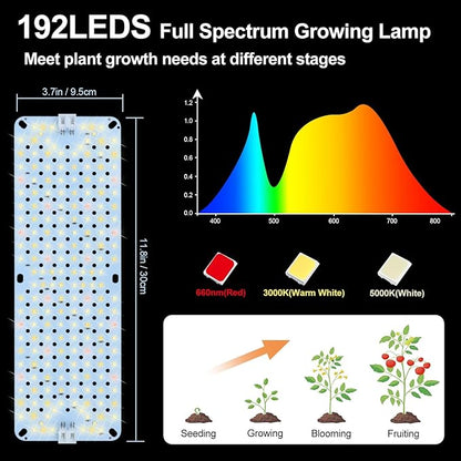 8Pack Flat Panel Grow Lights for Indoor Plants, Seed Starting, Vegetables with 4/8/12 Hr Timer, 80W Full Spectrum LED Plant Growing Lamps for Cabinet/Shelves/Greenhouse, Plug-and-Play, Connect Freely