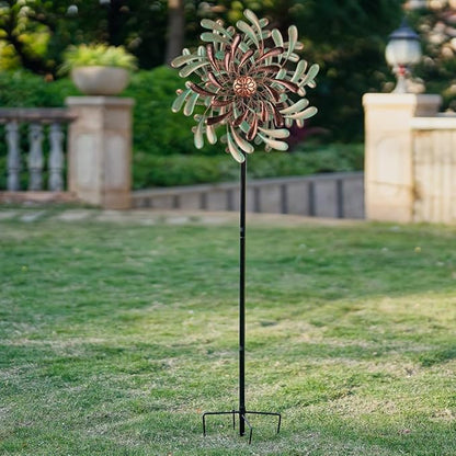 20” Wind Spinners Outdoor,Large Wind Spinner Waterproof,Metal Wind Spinners Double Kinetic Windmill for Yard,Vintage Wind Sculptures & Spinners with 5 Stakes,Pinwheels for Yard and Garden