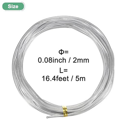 2mm Bonsai Training Wire, 16.4 Feet Total Anodized Aluminum Bonsai Wires for Bonsai Tree Shaping/Branches Fixing/Trunk Holding/DIY Crafting [Silver]