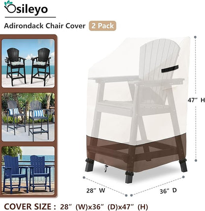 Stackable Patio Chair Covers Waterproof Patio Furniture Covers, 28 W x 36 D x 47 H InchesFits for 4-6 Stackable Dining Chairs 2 Pack (Beige & Brown)