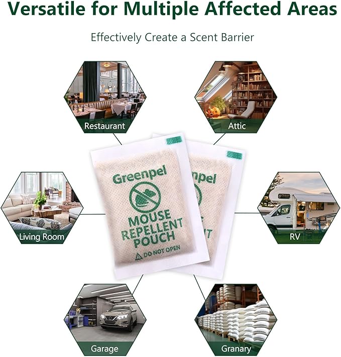 Rodent and Mice Repellent Indoor, Upgrade 18-Pack Mouse Peppermint Oil Pouches for Squirrel, Rat Repellent for Outside, Mouse Control for Indoor/Outdoor, Pet Safe Rodent Deterrents for Home