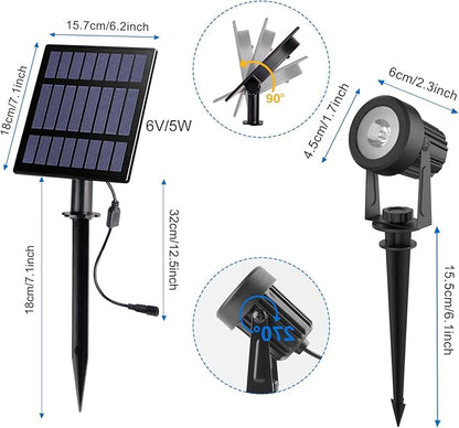Solar Spot Lights Outdoor, Landscape Spotlights IP65 Waterproof 9.8ft Cable, Dusk to Dawn Solar Uplights for Tree Garden Yard Driveway Porch Walkway Pool (6-in-1, 6000K Cold White)