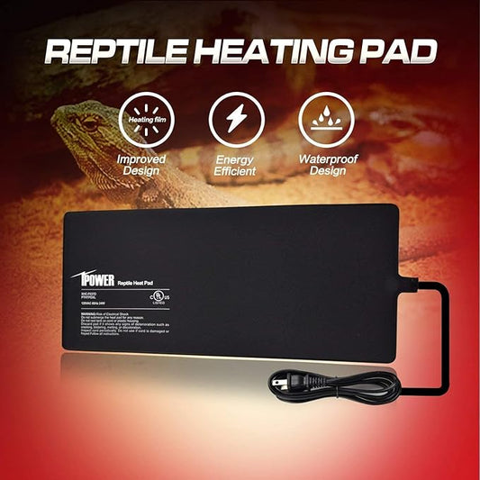 iPower 8 by 18-Inch 24W Reptile Heat Mat, Under Tank Warmer Terrarium Heat Pad for Turtles Lizards Frogs and Other Small Animals, Multi Sizes