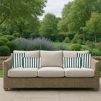 RSH DECOR: Sunbrella Pillow Covers Set of 4 | Covers Only - 26" x 16" | Outdoor Lumbar Pillow Covers Crafted with Sunbrella Performance Fabric | Mason Forest Green