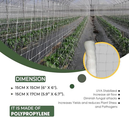 10-Feet by 4920-Feet Professional Grade Vegetable Support Trellis Netting Roll/Scrog Net Roll, (119" x 4920' / 3m x 1500m) (mesh 5.9"x6.7" / 15cm x 17cm)