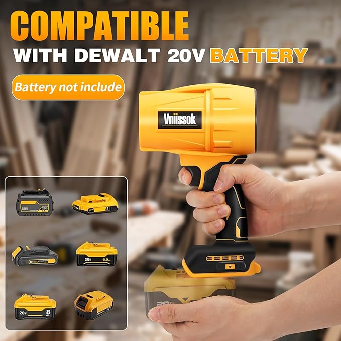 Electric Cordless Leaf Blower Dust Blower for DEWALT 20V Battery, High-Speed Motor Handheld Jet Fan Air Blower for Patio Cleaning, Lawn Care, Blowing Leaves and Dust (Brushed Leaf Blower)