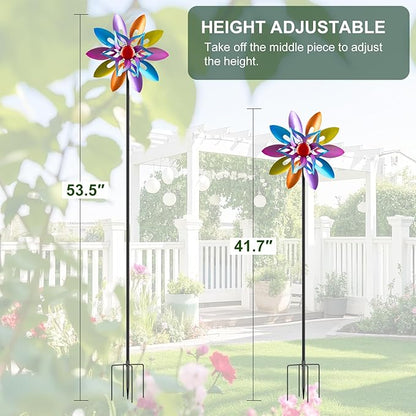 Wind Spinners Outdoor Garden Decor, 13 Inches Metal Windmill Yard Decorations Outdoor, Wind Pinwheels Gardening Gifts for Women Mom Backyard, Patio, Lawn Decor